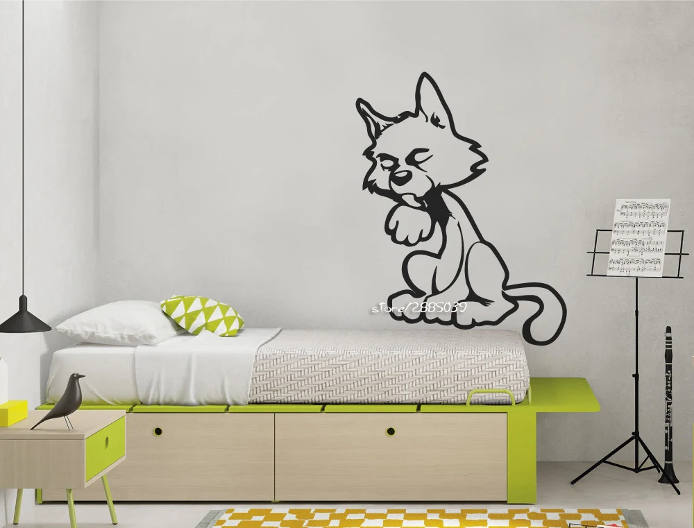 Cartoon Cat Vinyl Wall Stickers Removable Wall Art Decal Etiqueta pated vinilo Wallpaper High Quality Wall Decoration SA655