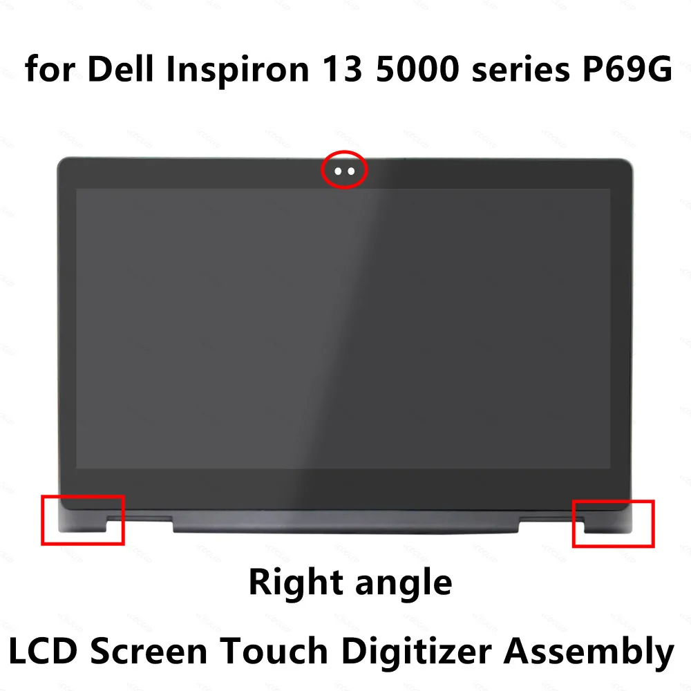 

13.3'' LCD Display Panel Touch Glass Digitizer Screen Assembly with Right Angle Bezel For Dell Inspiron 13 5000 series P69G FHD