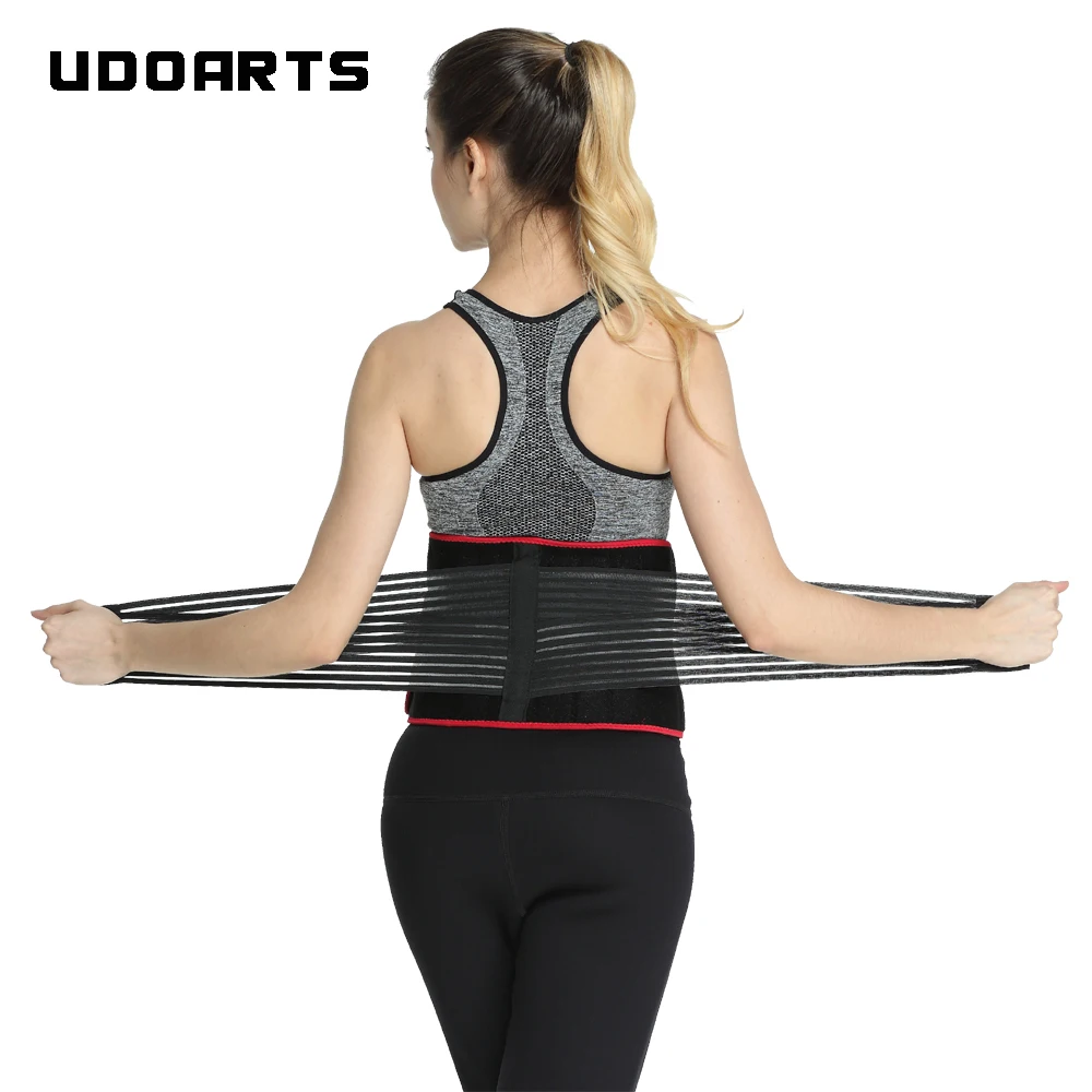 Udoarts Adjustable Back Support Belt With 10 Removable Steel Splints And Dual Straps