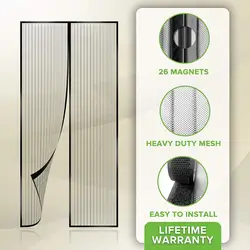 130 - 140 cm width, Reinforced Magnetic Screen Door, Anti Mosquito Curtain mesh for door