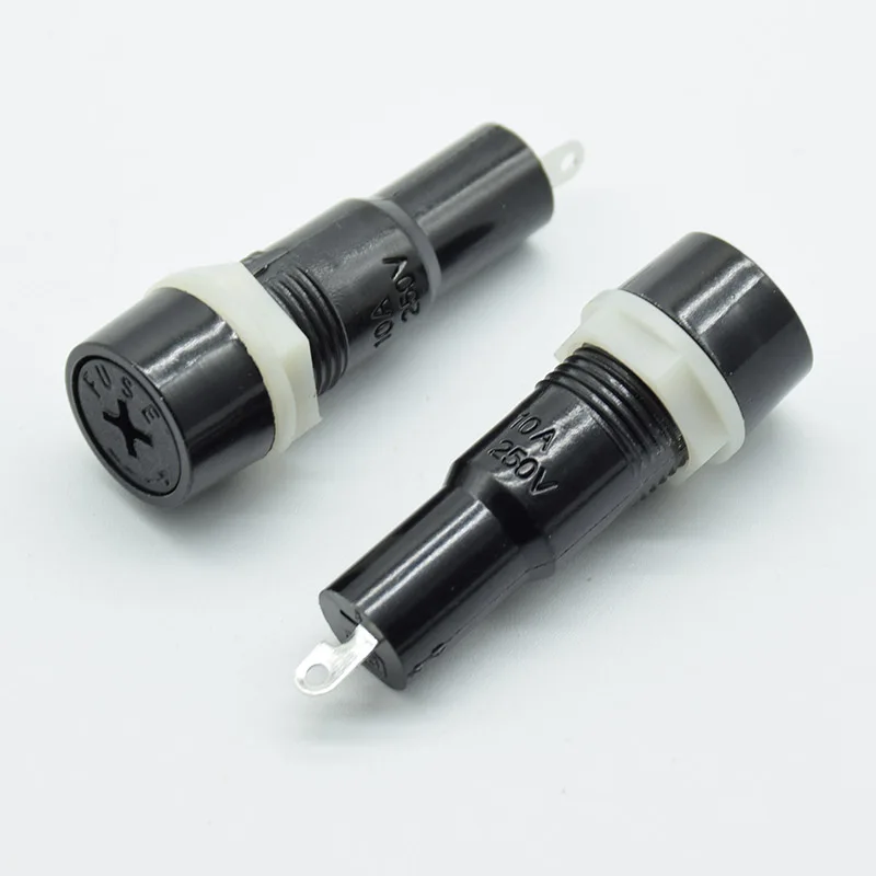 5pcs/lot 5*20mm glass fuse holders 5x20 black insurance tube socket fuse holder for 5*20 insurance Panel Mount Fuse Holder