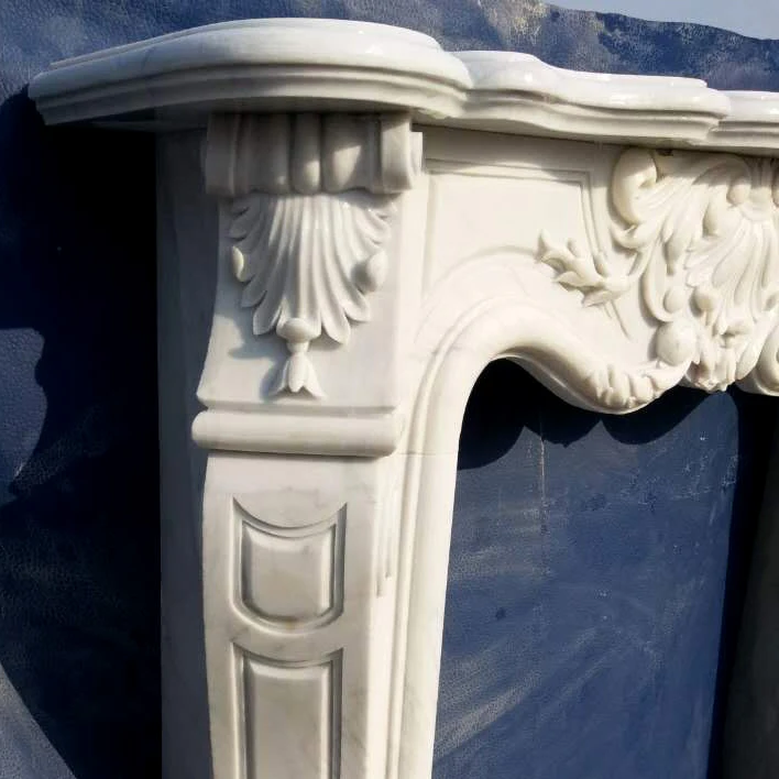 Stone Fireplace Mantel Customizing W130cm Carved Marble Stove Frame Classic Concise European Style Chimney Furniture