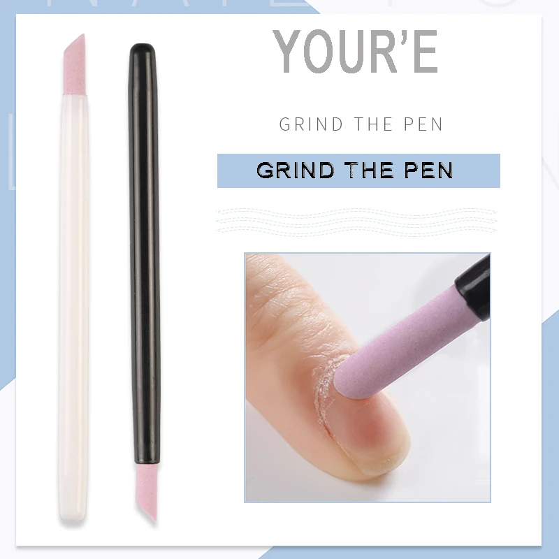 Quartz Stone Scrub Pen Cuticle Remover Pusher Trimmer Dead Skin Remover Black Professional Nail Art Care Tool