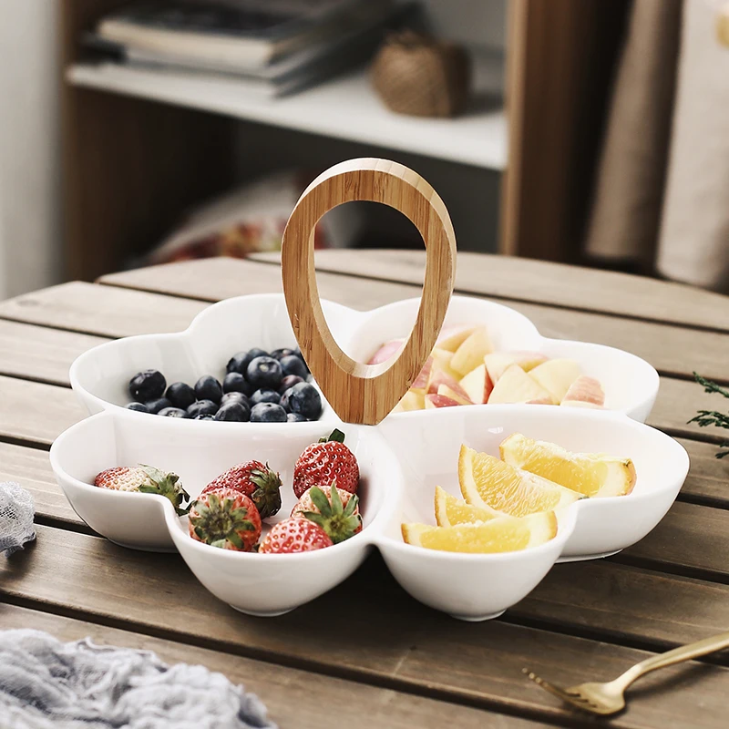 Creative Fruit Disk Dessert Plate Ceramic Modern Living Room Dried Fruit Dish Hand-held Fractional Candy Nut Box cute plate