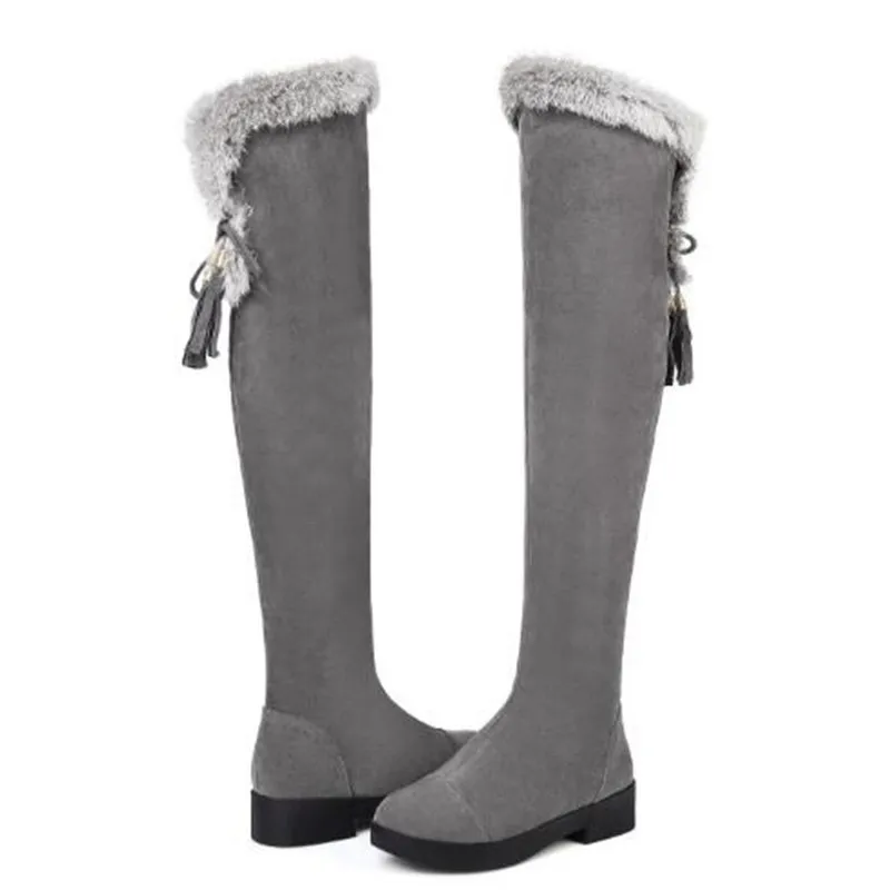 Women Boots Autumn and winter New style Round head Grind Suede Over the knee Boots Cashmere Keep warm Snow boots size 34-43