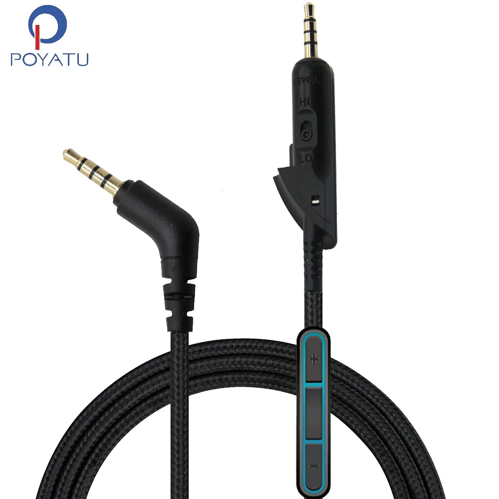 POYATU Nylon Braided Audio Cable With Microphone For Bose QC15 QC 15 QuietComfort 15 QC2 Headphones Audio Upgrade Cable Cords