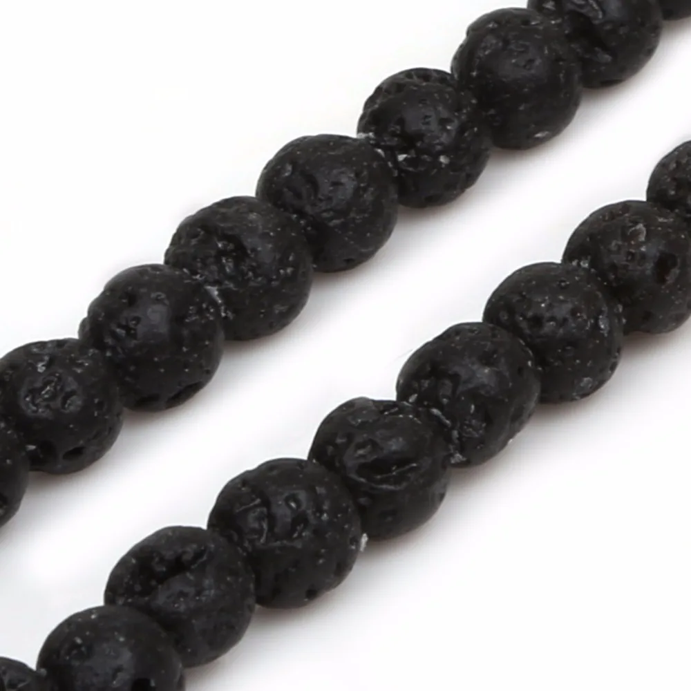 32-93Pcs Black Volcanic Lava Beads Lava Natural Stone Beads Round Volcanic-Stone Wholesale for Jewelry Making 4-12mm