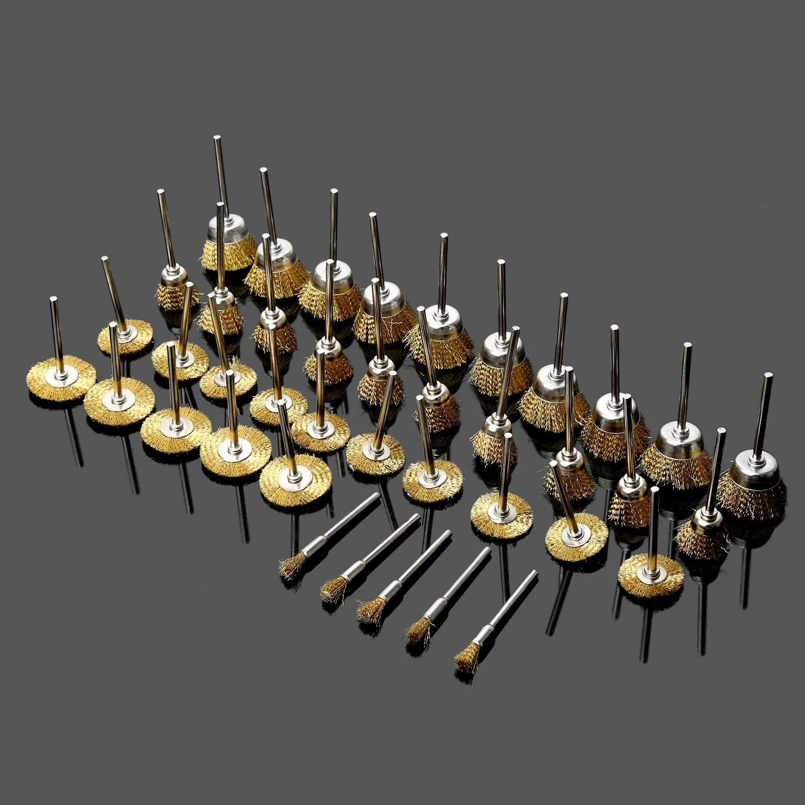 40Pcs Dremel อุปกรณ์เสริมทองเหลืองล้อเลื่อนแปรงสว่านขัด Burr เครื่องมือขัดขัดสำหรับเครื่องเจาะขนาดเล็กขัด
