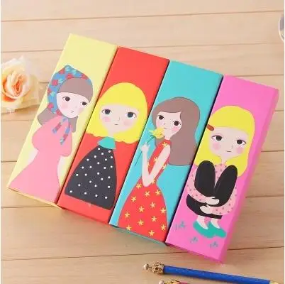 2 PC/LOT Lovely Cute Dream-Girl Paper Pencil Case & Pencil Box for School & Office, WJH00002