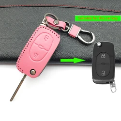 Top layer leather Genuine Leather car key case Car-cover for Audi A2 A3 A4 A6 TT car key bag 2 buttons folding remote Key Shell