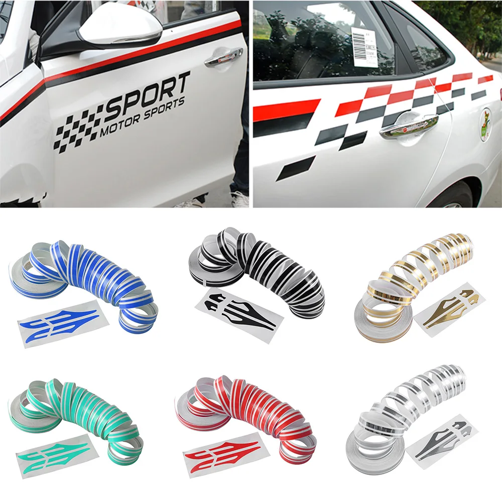 White Gold Silver Double Line 12mm Pin Stripe Tape Decal Vinyl Car Stickers Steamline Motorcycle Car Styling Accessory