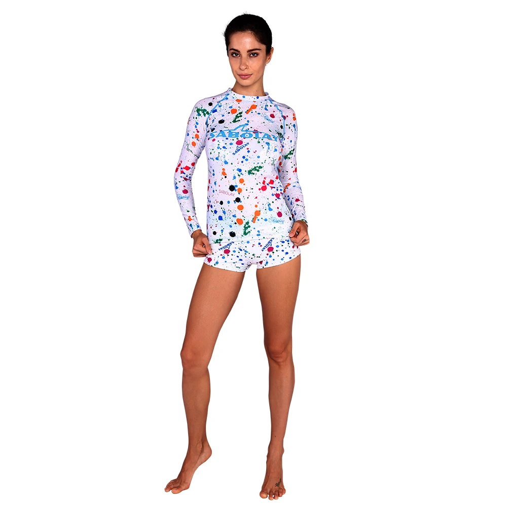 SABOLAY Women Arrival Sunscreen Long Sleeve Surf Diving tops Rashguards Quick Dry Rash Guard Swimming Shirt Swimsuit Short Pants