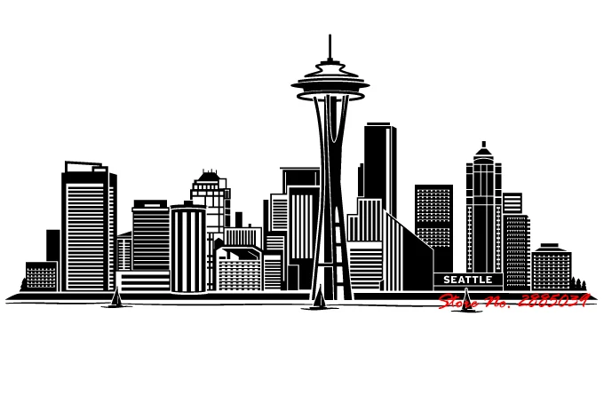 Seattle Skyline Cityscape Removable Sticky Vinyl Wall Stickers Home Decor Living Room Art Wall Decals Quotes Bedroom Mural LA259