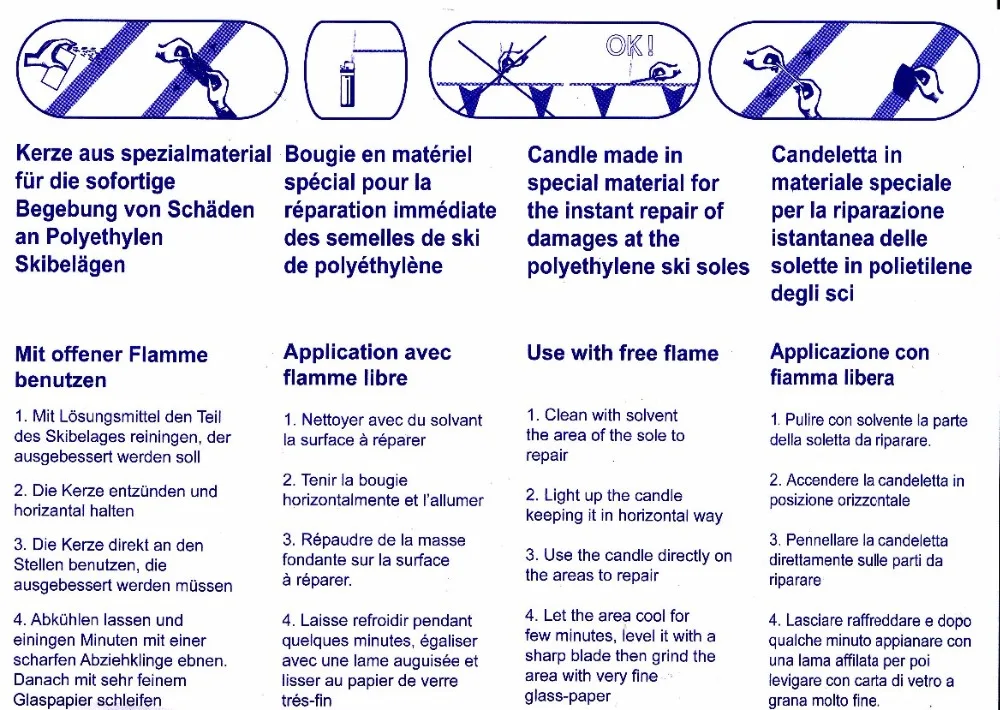 Cnforce Ski 506 iciidc xc Ptex Drip Candle, Bâtons de réparation de base propre, 5 pièces par boîte