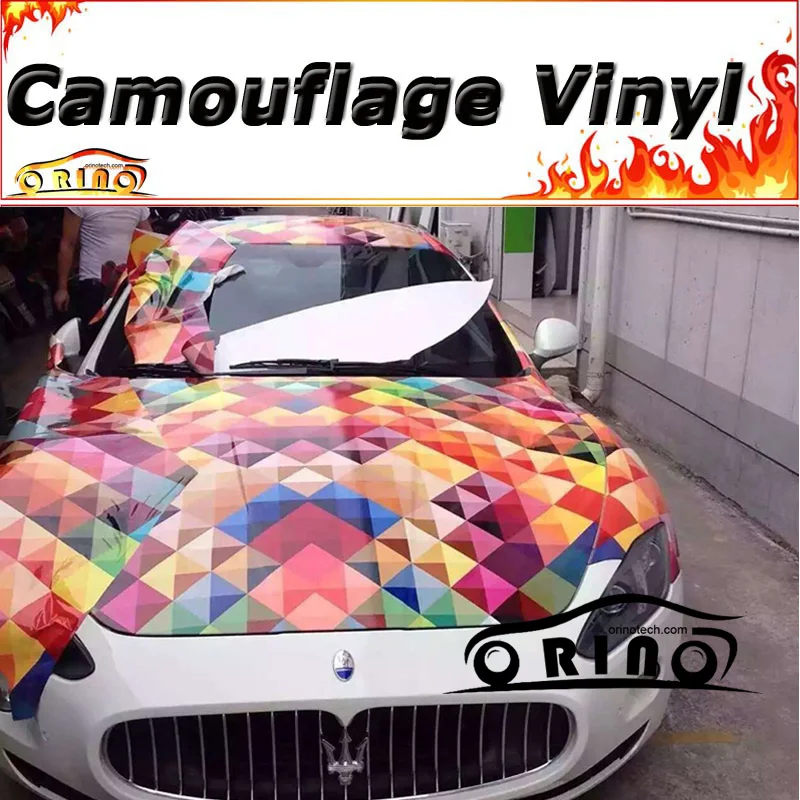 

Car Styling Colorful Rainbow Vinyl Film Car Wrap Sticker Camouflage Film Wrapping Vehicle Motorcycle Truck Car Sticker Decal