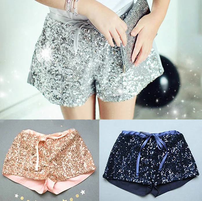 New Fashion Sequins Girls Pants High Waist Fitness Shorts High Quality Luxury Gold Pink Girls Leggings For 90-130