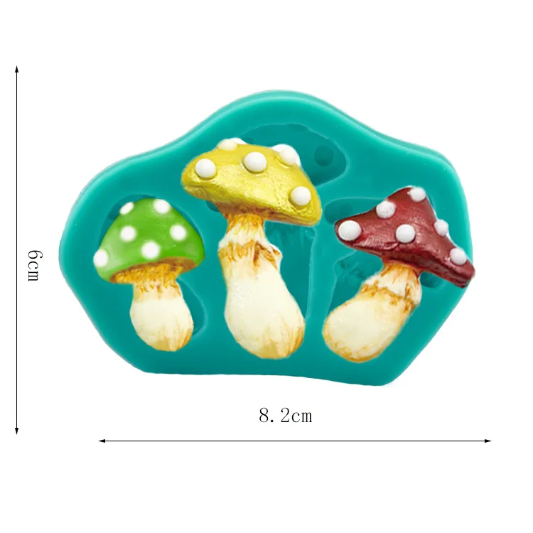 3 Holes Mushroom Shaped Silicone Molds for Soap Antique Chocolate Mold Cake Decoration Mould Fondant Cooking Tools FM903