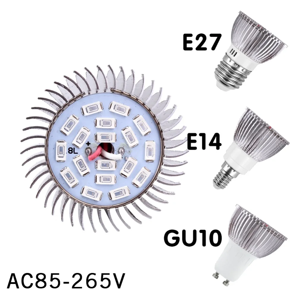 LED 성장 조명 수경 성장 조명, E27 E14 GU10 MR16 LED 성장 전구, 전체 스펙트럼 220V UV 램프, 식물 꽃 모종, 2 개