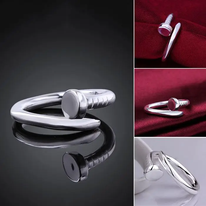 fine summer style silver plated rings 925-sterling-silver jewelry nail rings for women