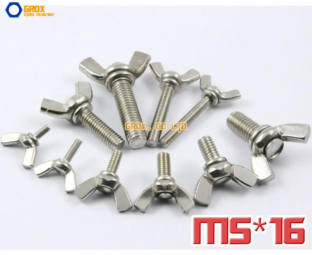 10 Pieces M5 x 16mm 304 Stainless Steel Wing Bolt Butterfly Screw Bolt