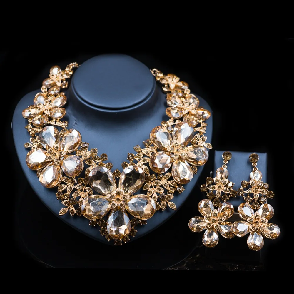 

Parure Bijoux Femme Ожерелье Ювелирные наборы для женщин Свадебные украшения набор из австрийского хрусталя ожерелье и серьги для женщин Бесплатная доставка