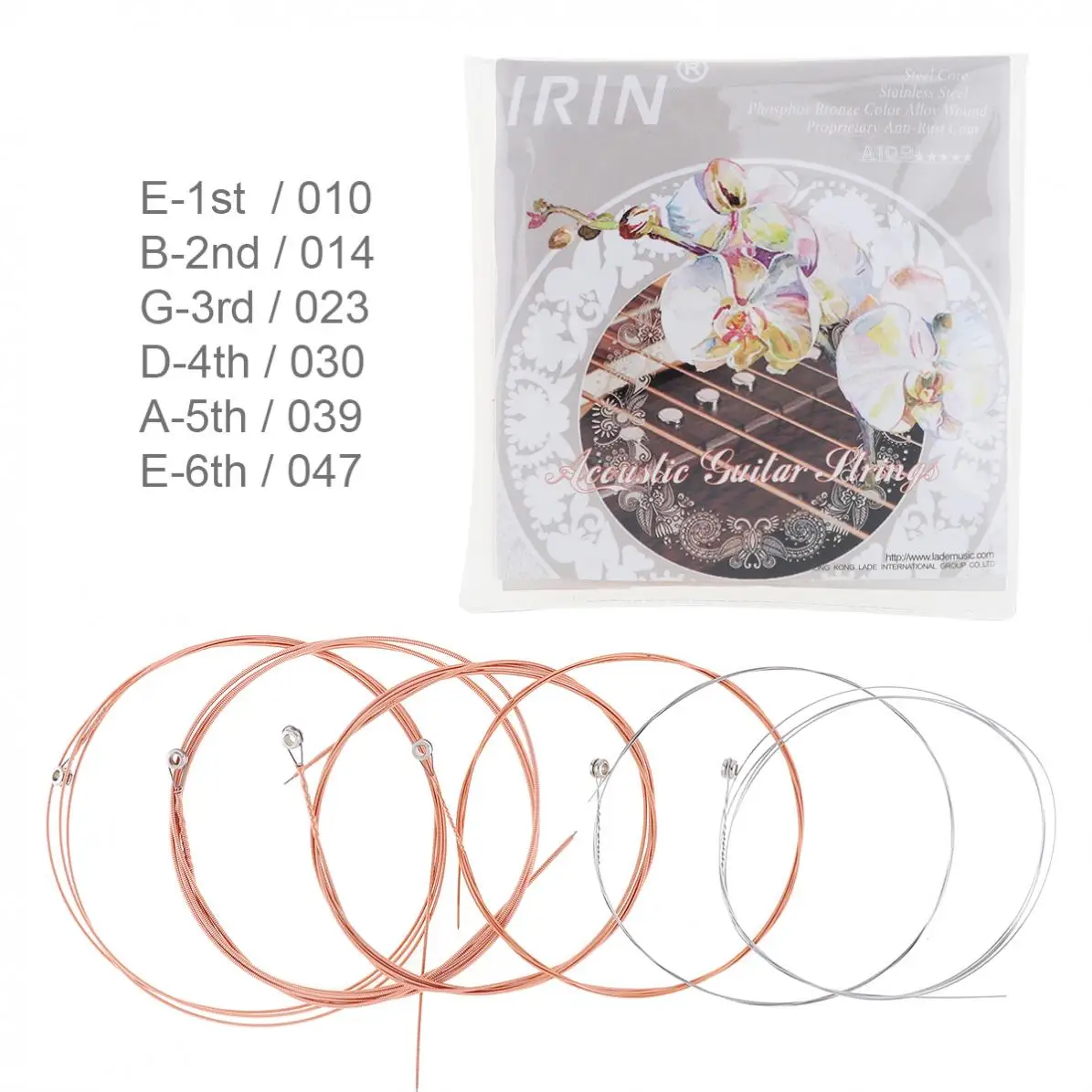 6pcs! Acoustic Flok Guitar String 010-047 Inch Steel Core Phosphor Bronze Color Alloy with Proprietary Anti-Rust Coat