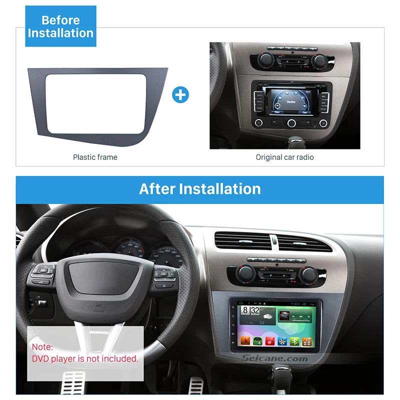 Seicane Perfect Double Din Car Radio Frame Trim Kit for 2005 2006 2007-2011 Seat Leon left hand driving Car Stereo Head Unit GPS