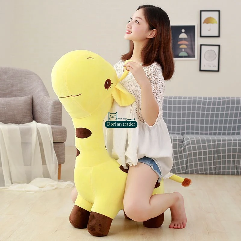 Dorimytrader Pop Cute Animal Giraffe Plush Sofa Soft Big Cartoon Deer Toy Leisure Chair Toy Kids Christmas Gift 100cm 130cm