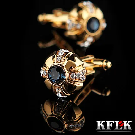 

KFLK роскошные серебряные рубашки запонки для мужчин подарок бренд Запонки кнопки кристалл запонки золото Высокое качество abotoadura ювелирные изделия