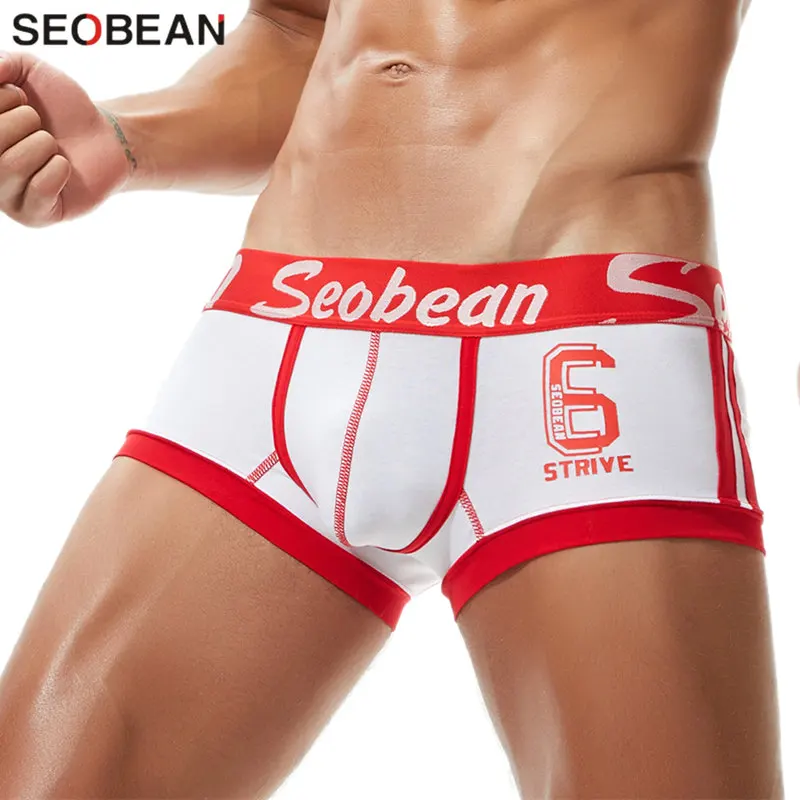 SEOBEAN Men\'s Underwear Boxers Cotton Male Panties Breathable Man Boxer Print Underpants Sexy Low waist Boxer Shorts