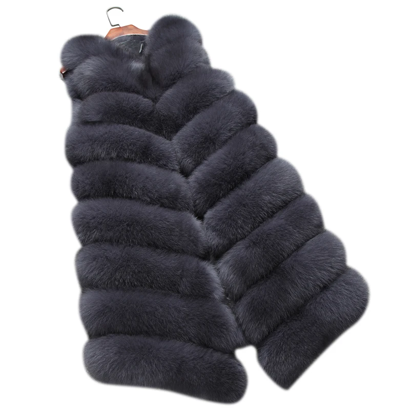 European Luxury Genuine Fox Fur Vest Waistcoat Autumn Winter Women Gilet Warm Outerwear Coats LF4270