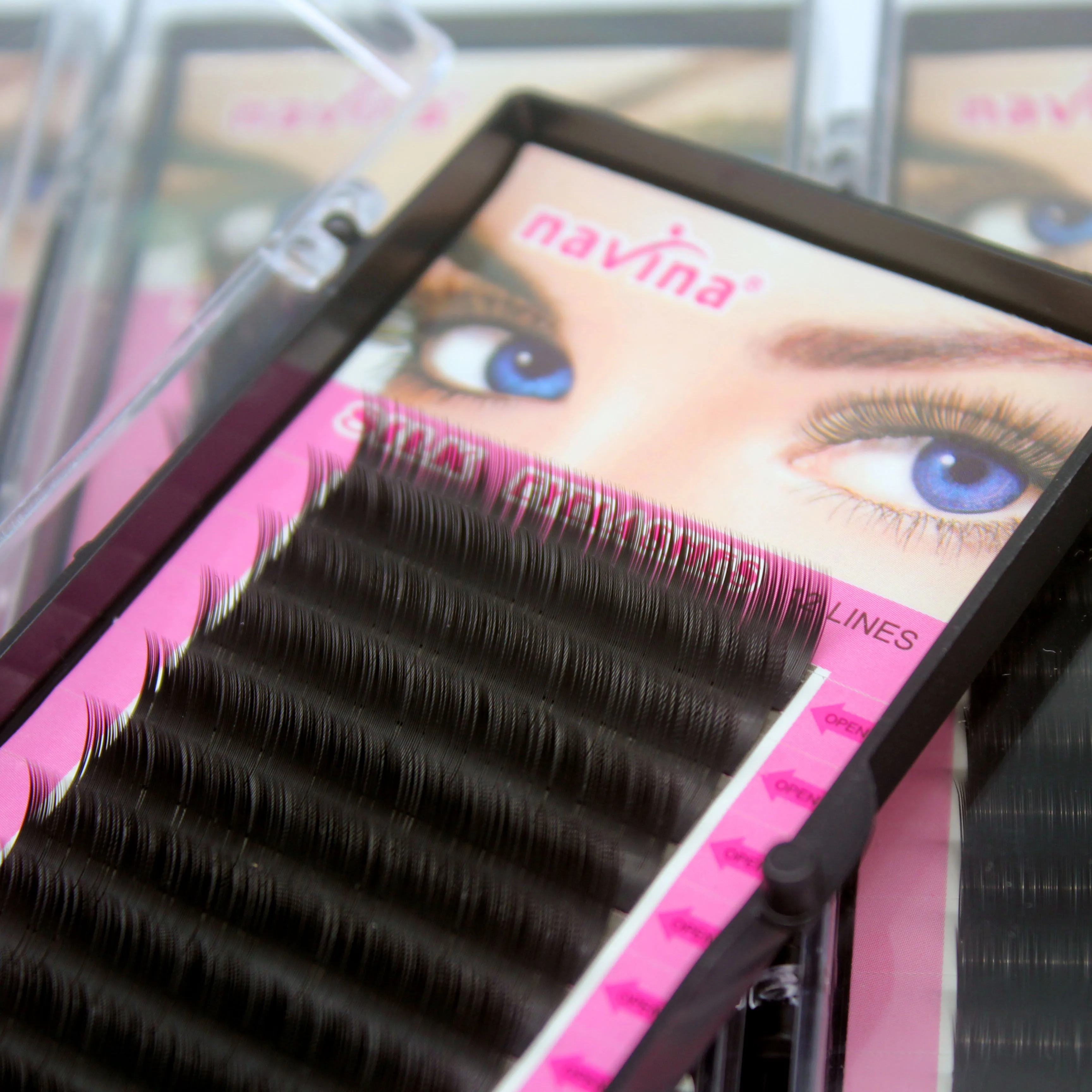 Navina Natural Long Black Faux Mink Eyelashes Individual Eyelash Extension Eye Lashes Soft False Fake Grafting TOP Cilias Cilios