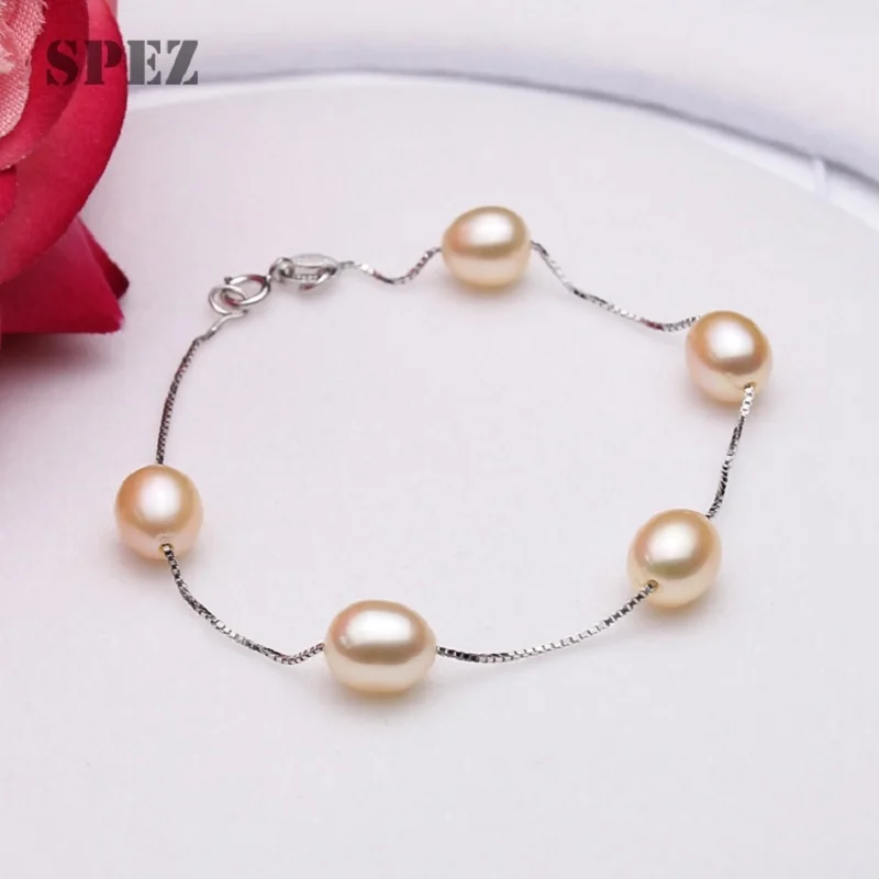 Charm Bracelet Pearl Jewelry Natural Freshwater Pearl Genuine High Quality  925 Sterling Silver Pearl Bracelets For Women Gift