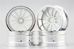 4 pz 1/10 Touring & Drift Wheel Rim H12S1CW (Chrome + Pittura Bianco) 6mm offset adatto per 1:10 Touring & Drift Car 1/10 Rim 10138