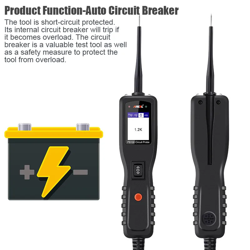 Ancel PB100 Automotive Circuit Tester Power Circuit Probe Kit Electrical System Mechanical Workshop Tools 24V 12V  Power Scanner