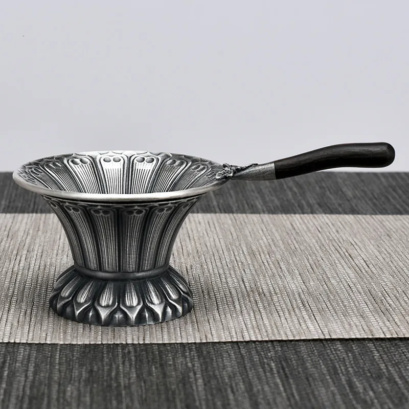 Pure Silver Handmade Foot Silver 999 Composite Tea Leakage Saucer Kung fu tea tea set