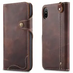 Luxury Vintage Cowhide Genuine Real Leather Case for iPhone 17 16 Pro 15 14 13 12 11 XS MAX Flip Wallet Card Business Phone bag
