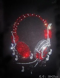 2pcs/lot headset appliques hot fix rhinestone motif designs hot fix rhinestone motif patches for shirt coat