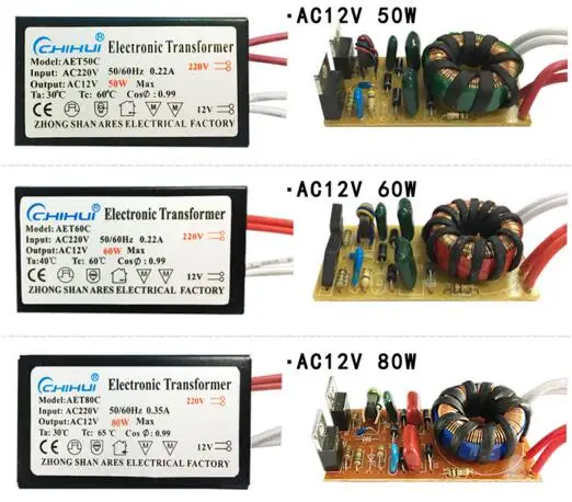 3 years warranty Sufficient Power Electronic Transformer For Halogen Lamp AC 220V To AC12V 20W-250W Optional