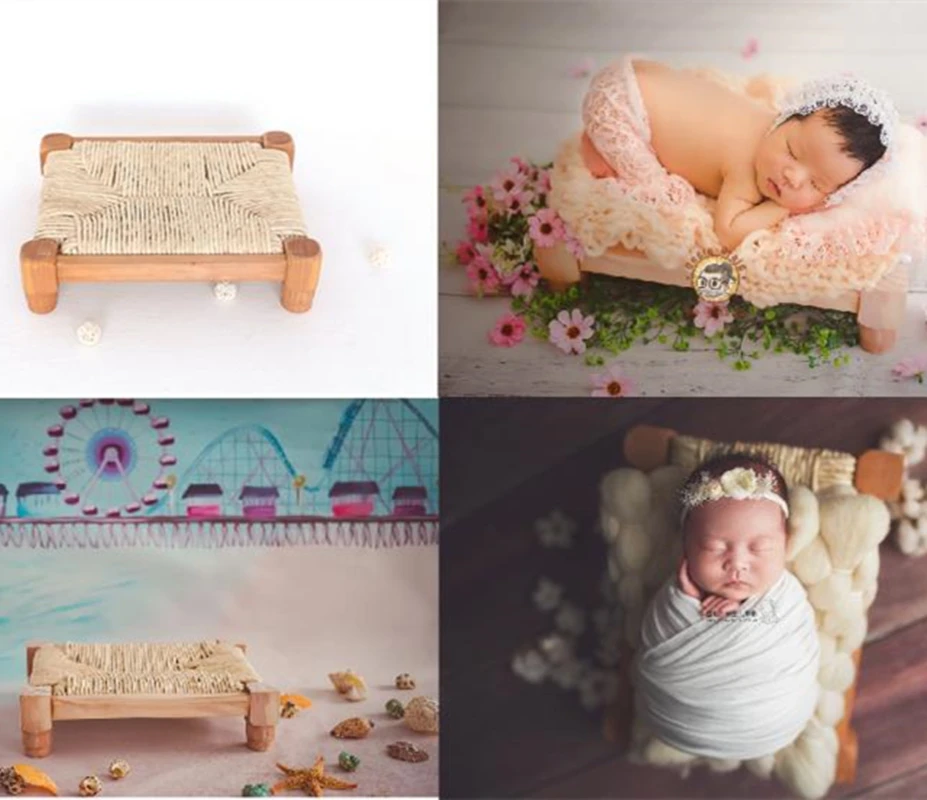 NEWBORN BED PROP vintage style mini size newborn bed wood stain bed newborn photography props