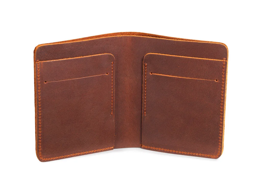 Crazy Horse Leather Men Wallets Retro Handmade Small Purse Top Cow