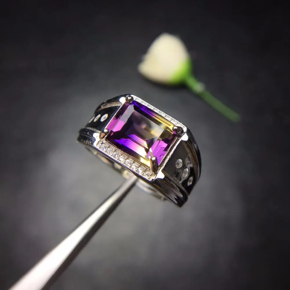 Super beautiful ring Natural ametrine men's ring, 925 silver, novel craftsmanship, beautiful colors.