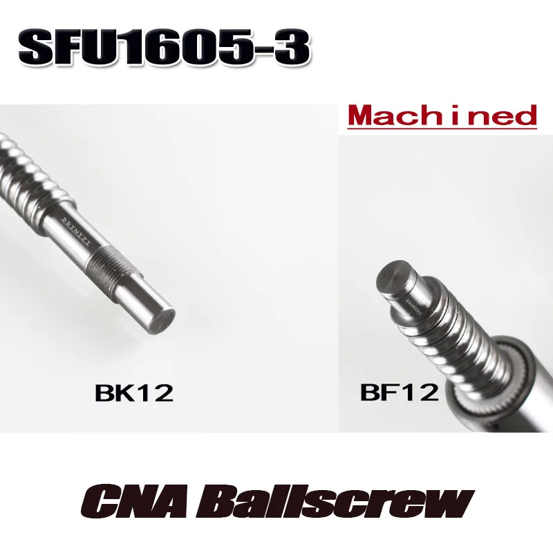 SFU1605-tornillo de bola con brida, tuerca de bola única BK/BF12, extremo mecanizado, piezas CNC, 200, 250, 300, 350, 400, 450, 500, 550, 600, 650mm