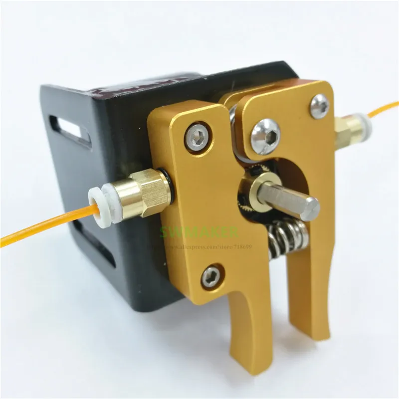 Reprap 3D printer bowden extruder 1.75mm metal extruder aluminum golden color Anodized for 17 NEMA stepper motor TEVO 3D printer