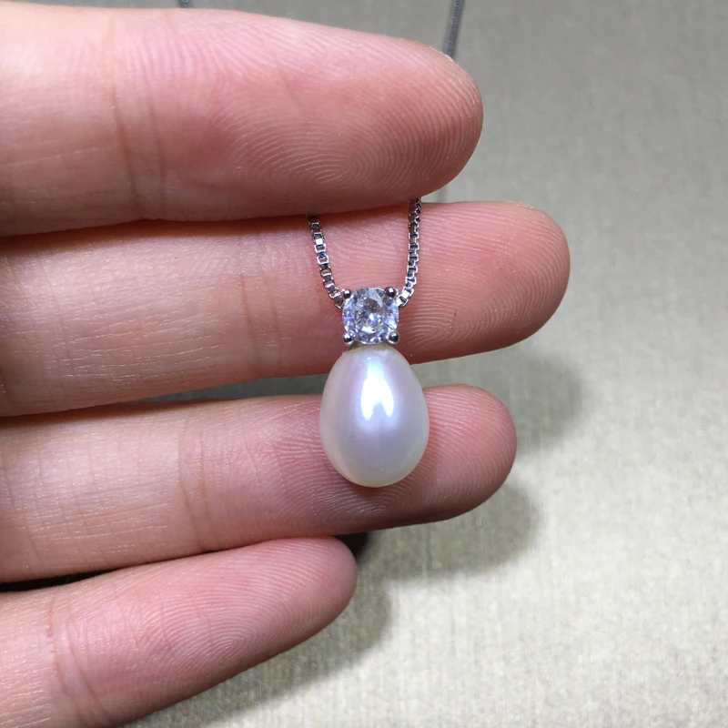 ZHBORUINI 2024 New Necklace Pearl Jewelry Natural Freshwater Pearls Zircon Pendants 925 Sterling Silver Jewelry For Women Gift