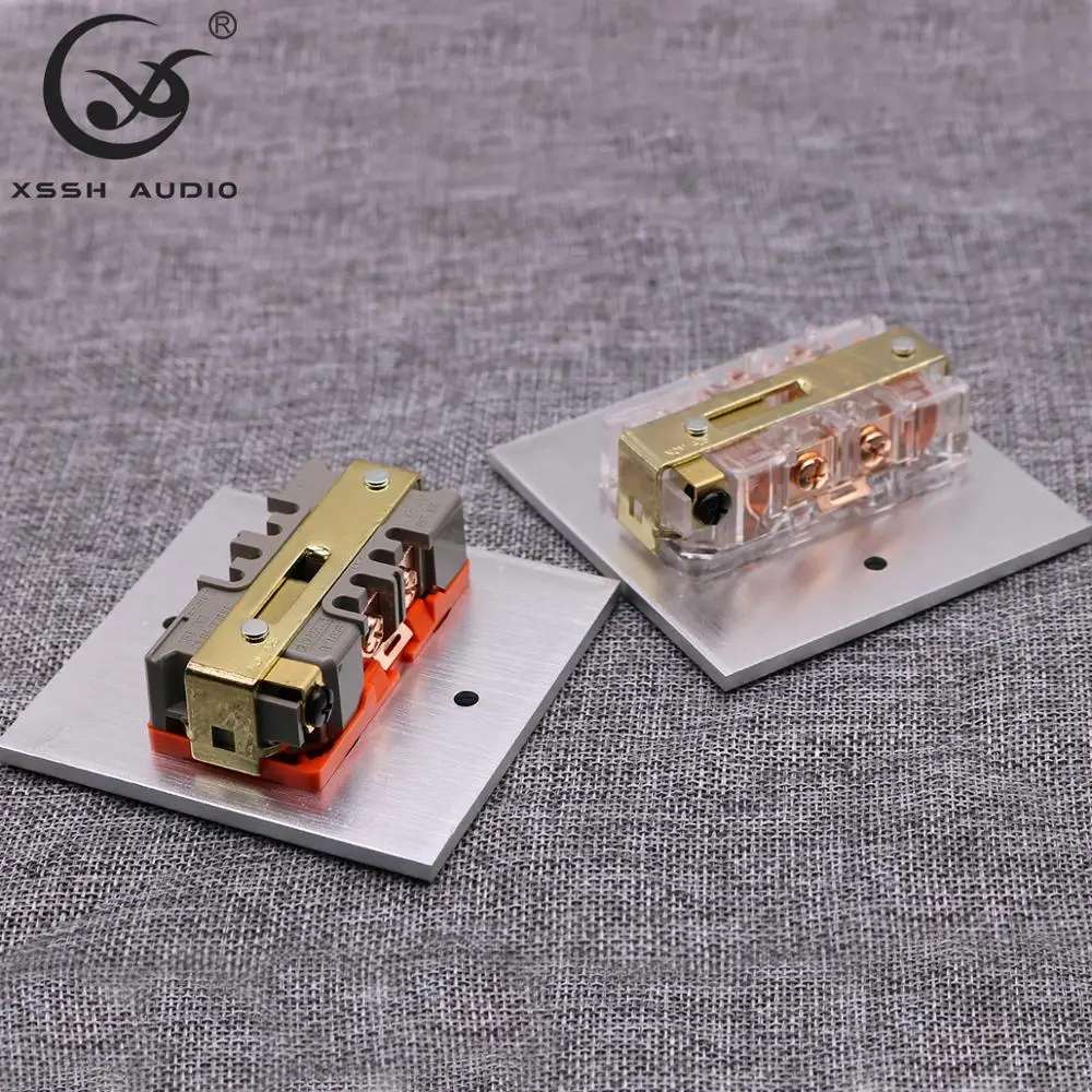 US 3 Pins Plug Power Connector Outlet Hi-end DIY HIFI Brass Pated Gold 20AMP 20A 125V Aluminium Plate Box Power Electric Socket