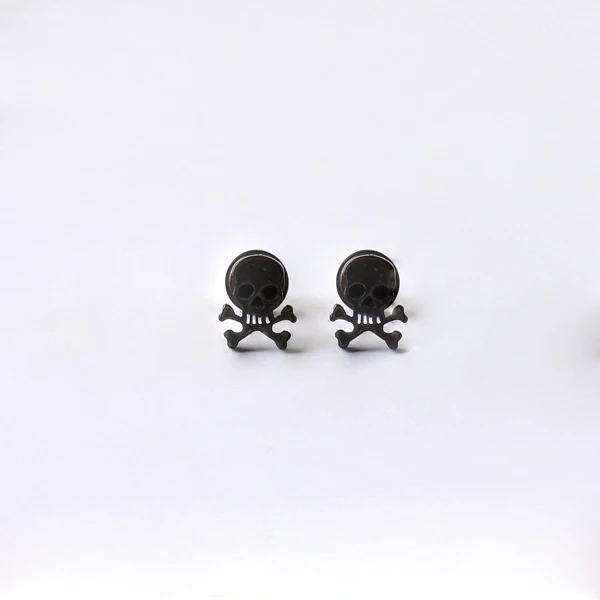 pirate skull earrings ear plugs Titanium Stainless Steel Rock Hiphop style ear men/women pierced Stud Earrings