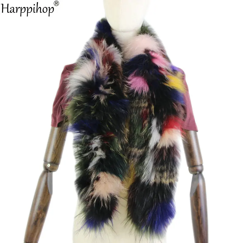 2024 New Women Genuine knitted Fox Fur scarf Real Fur collar Winter Warm Neck Warmers silver fox mixed color scarf 130cm
