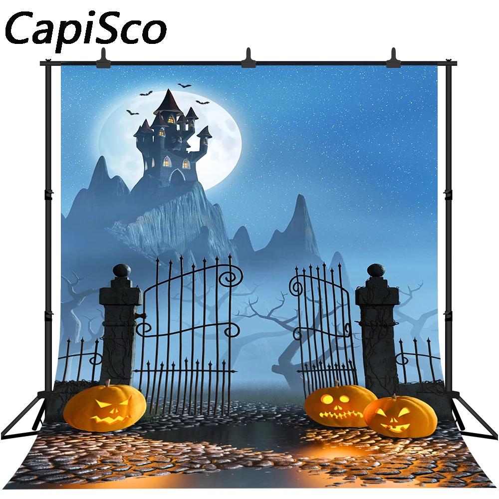 

Capisco Photography Background Castle Bats Halloween Theme Horror Night Photobooth Backdrop Professional Photo Studio Background