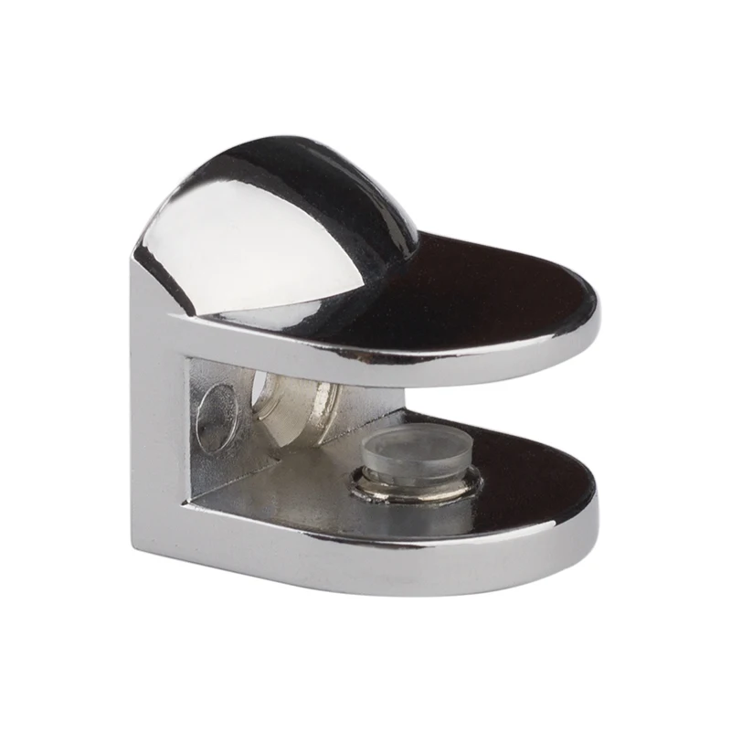 Zinc Alloy material Chrome color 5-8mm glass shelf support Heavy Duty glass holder with silicon bumper